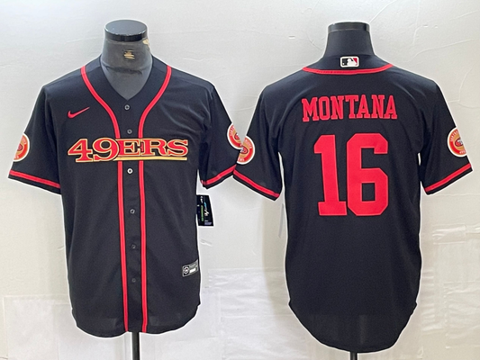 Men's San Francisco 49ers Joe Montana #16 Black Joint Edition Player jersey