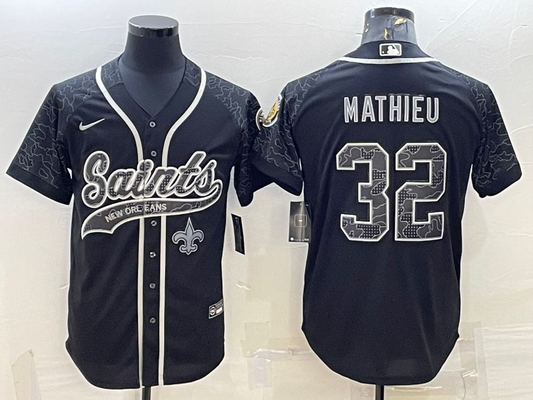 Men's New Orleans Saints Tyrann Mathieu #32 Black RFLCTV Limited jersey Joint Edition