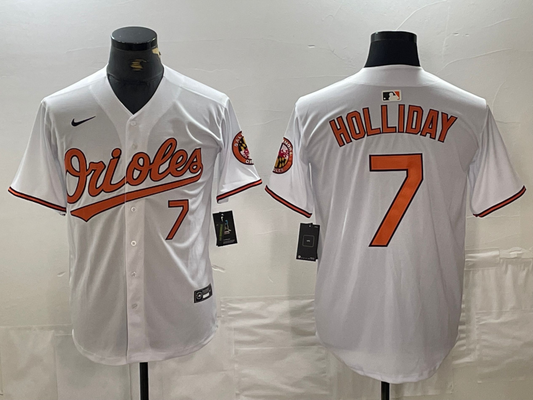Men's Baltimore Orioles Jackson Holliday #7 White Home Limited Player jersey