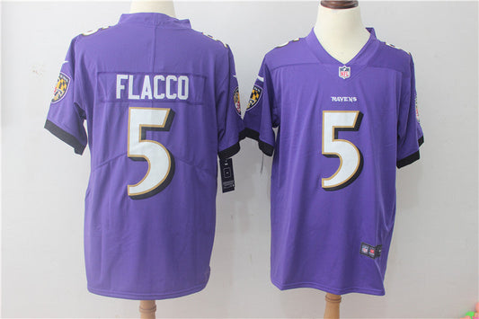 Men's Baltimore Ravens Joe Flacco #5 Purple Game Jersey1