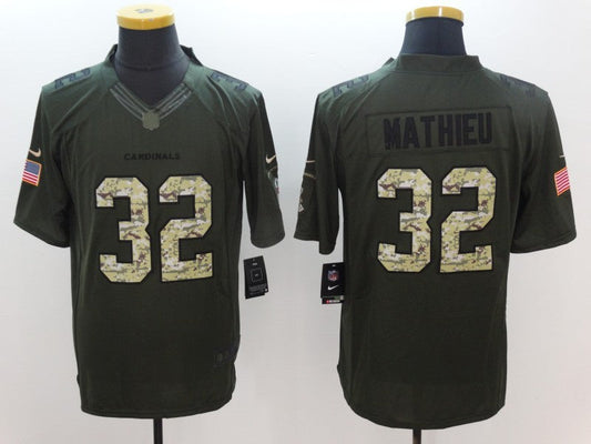 Men's Arizona Cardinals Tyrann Mathieu #32 Army Green Game Jersey1