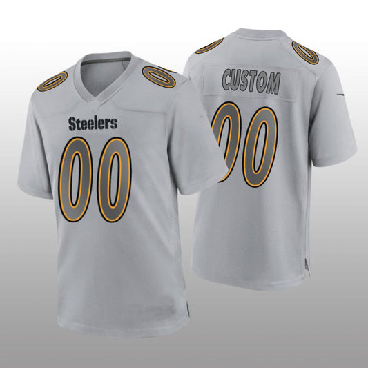 custom Pittsburgh Steelers Gray Atmosphere Game jersey Stitched American Football Jerseys