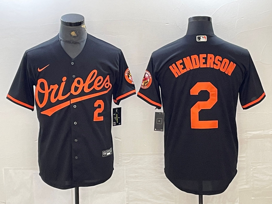 Men's Baltimore Orioles Gunnar Henderson #2 Black Replica Player jersey