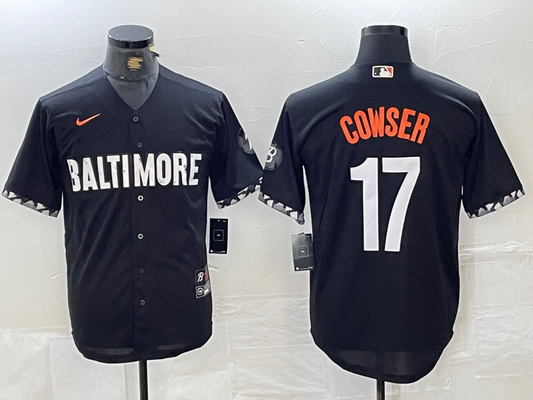 Men's Baltimore Orioles Colton Cowser #17 Black City Connect Replica Player jersey