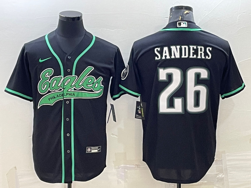 Men's Philadelphia Eagles Miles Sanders #26 Black Game jersey Joint Edition
