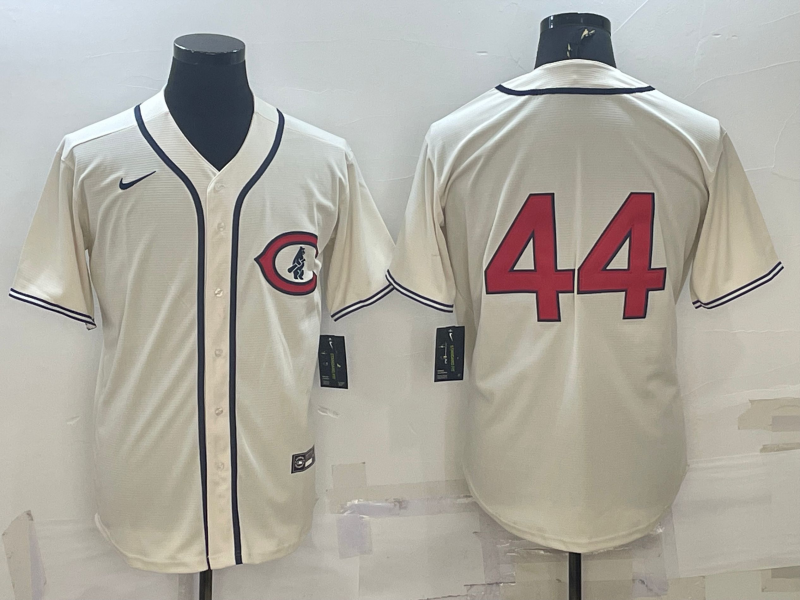 Men's Chicago Cubs Anthony Rizzo #44 Cream Player Name jersey