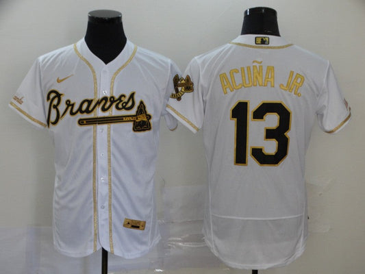Men's Atlanta Braves Ronald Acuna Jr. #13 White Replica Player jersey