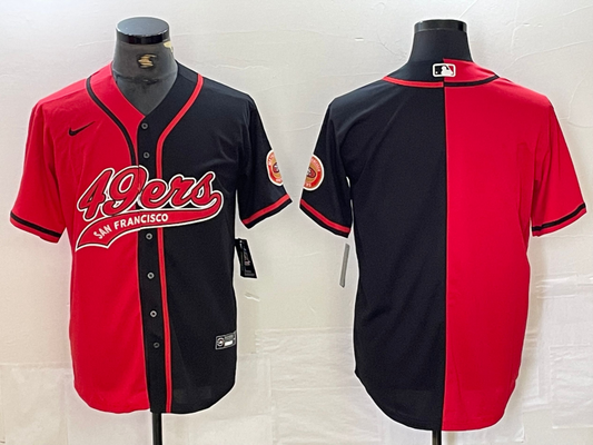 Men's San Francisco 49ers Red/Black Blank jersey Joint Edition