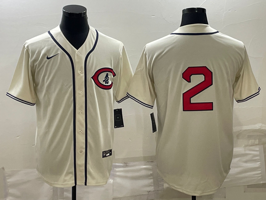 Men's Chicago Cubs Nico Hoerner #2 Cream Player Name jersey