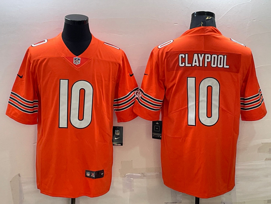 Men's Chicago Bears Chase Claypool #10 Orange Game Jersey1