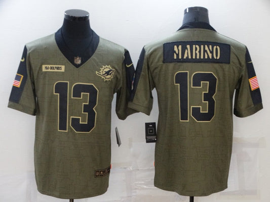 Men's Miami Dolphins Dan Marino #13 Brown Player Game jersey