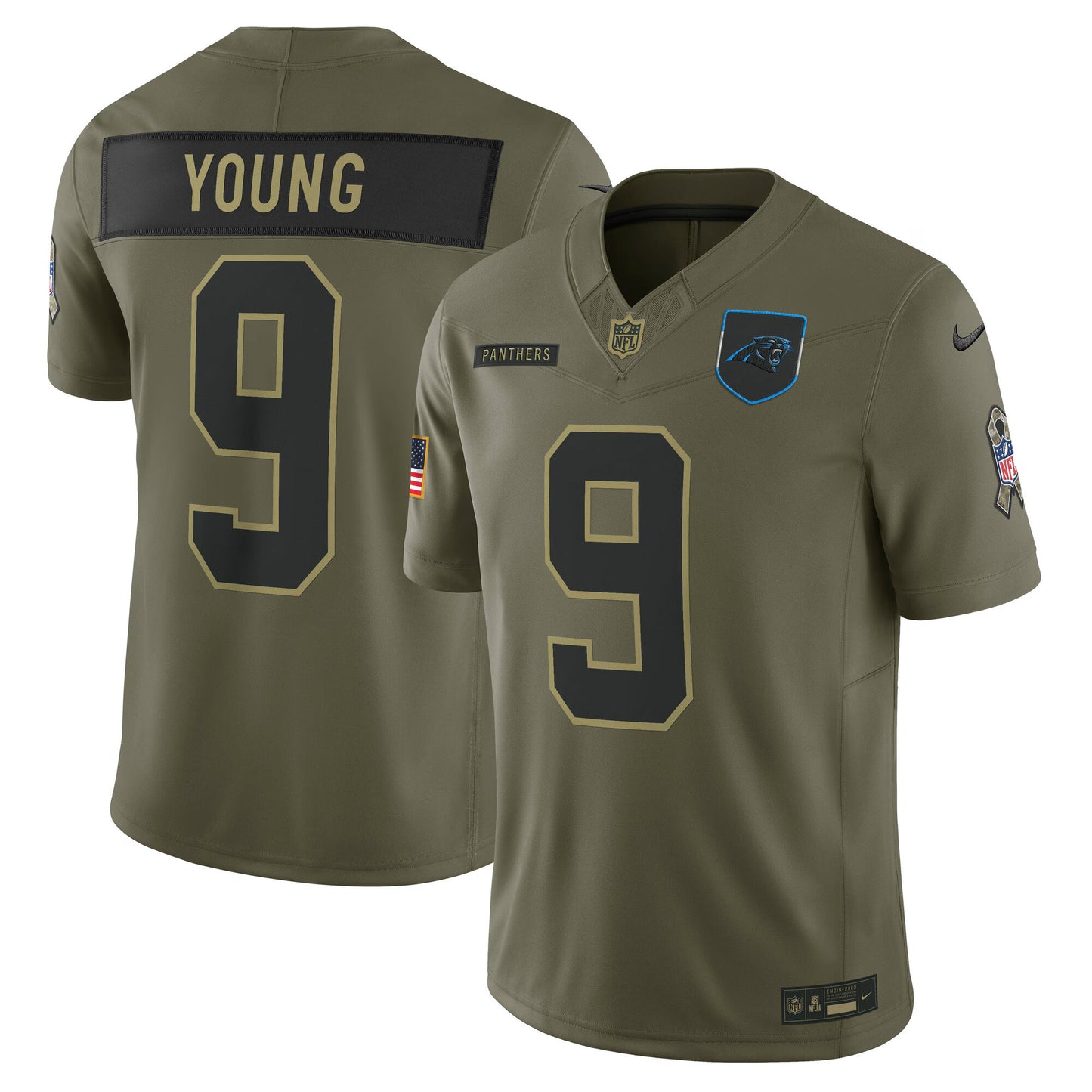 Carolina Panthers Bryce Young Olive 2025 Salute to Service Limited Jersey