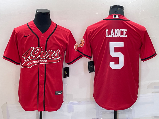 Men's San Francisco 49ers Trey Lance #5 Red Game jersey Joint Edition