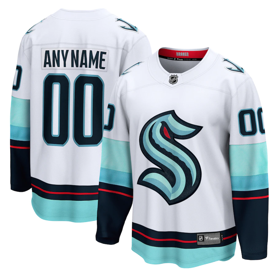 Men's Seattle Kraken White Away Breakaway Custom jersey