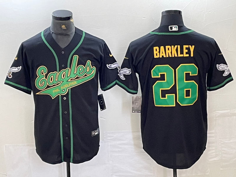 Men's Philadelphia Eagles Saquon Barkley #26 Black Game jersey Joint Edition