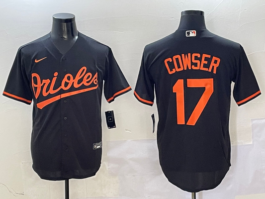 Men's Baltimore Orioles Colton Cowser #17 Black Alternate Replica Player jersey