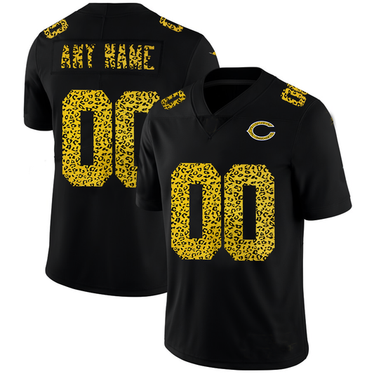 Custom1 Chicago Bears Leopard Print Fashion Vapor Limited Jersey1 Black Stitched Jersey1 Football Jerseys