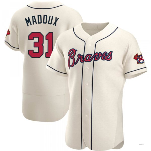 Atlanta Braves #31 Greg Maddux Cream Alternate Jersey Stitches Baseball Jerseys