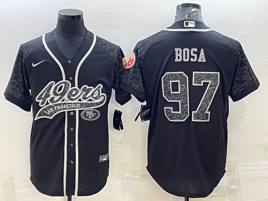 Men's San Francisco 49ers Nick Bosa #97 Black Retired Player RFLCTV Limited jersey Joint Edition