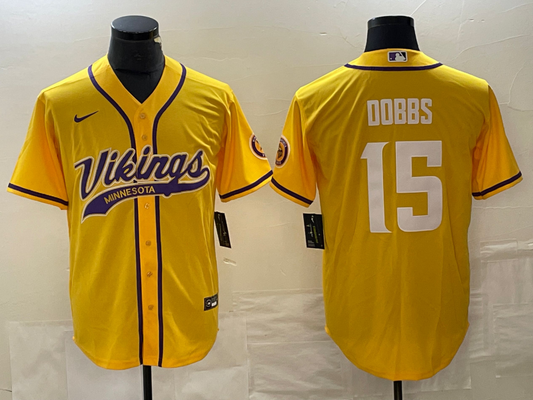 Men's Minnesota Vikings Joshua Dobbs Gold Game Jersey Joint Edition
