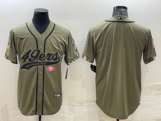 Men's San Francisco 49ers Olive 2022 Salute To Service Retired Player Limited Blank jersey