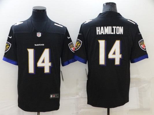 Men's Baltimore Ravens Kyle Hamilton #14 Black Game Jersey1
