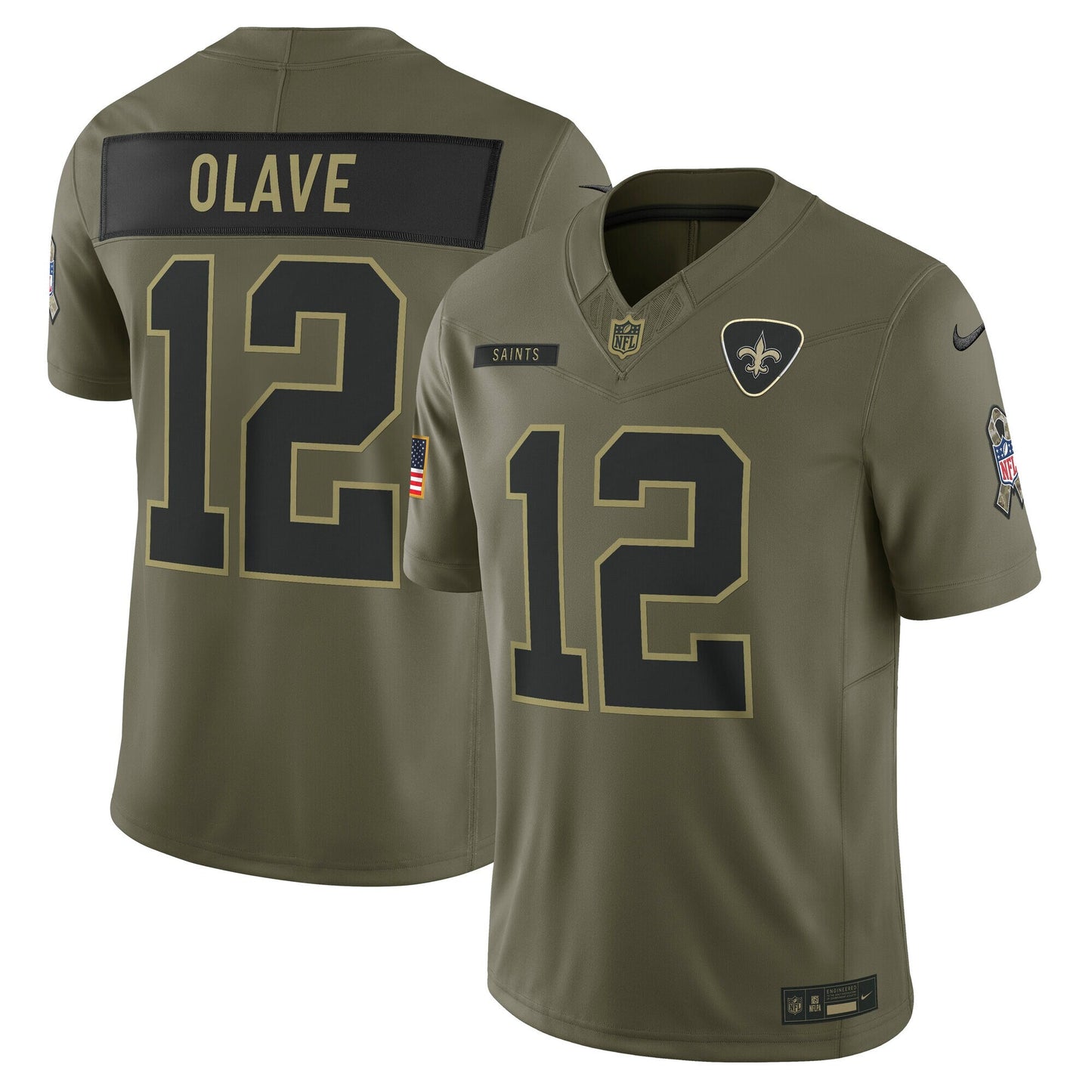 New Orleans Saints Chris Olave Olive 2025 Salute to Service Limited Jersey