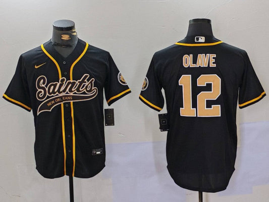 Men's New Orleans Saints Chris Olave #12 Black Player jersey