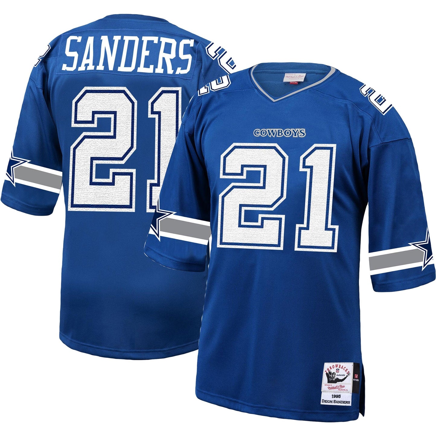 Dallas Cowboys 1996 Deion Sanders Mitchell & Ness Royal Authentic Throwback Retired Player Jersey