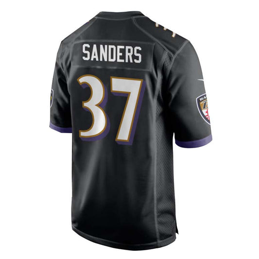 B.Ravens #37 Deion Sanders Black Alternate Game Player Jersey Stitched American Football Jerseys