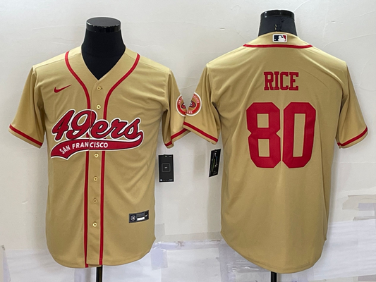 Men's San Francisco 49ers Jerry Rice #80 Gold Game jersey Joint Edition