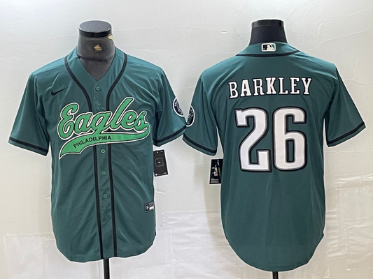 Men's Philadelphia Eagles Saquon Barkley #26 Midnight Green Player jersey Joint Edition