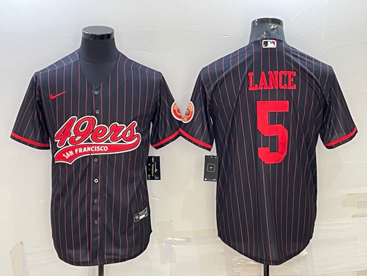 Men's San Francisco 49ers Trey Lance #5 Black Player jersey Joint Edition