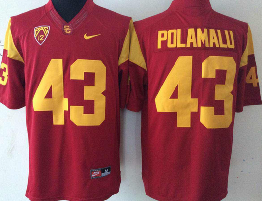 Men's USC Trojans Troy Polamalu #43 Cardinal Player Game Jersey
