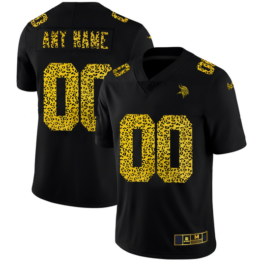 custom Minnesota Vikings Leopard Print Fashion Vapor Limited jersey Black Stitched Jerseys Football Jerseys