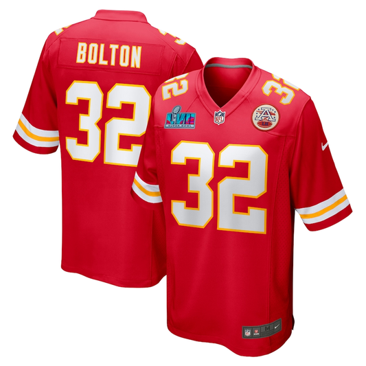 Men's Kansas City Chiefs Nick Bolton #32 Red Super Bowl LVII Patch Game jersey