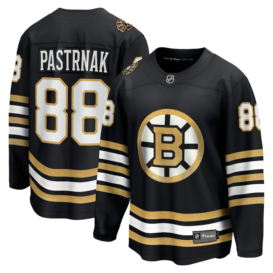 David Pastrnak Boston Bruins   100th Anniversary Premier Breakaway  Jersey - Black