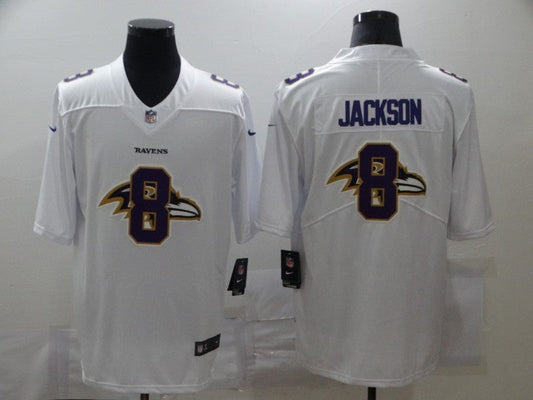Men's Baltimore Ravens Lamar Jackson #8 White Alternate Game Jersey1