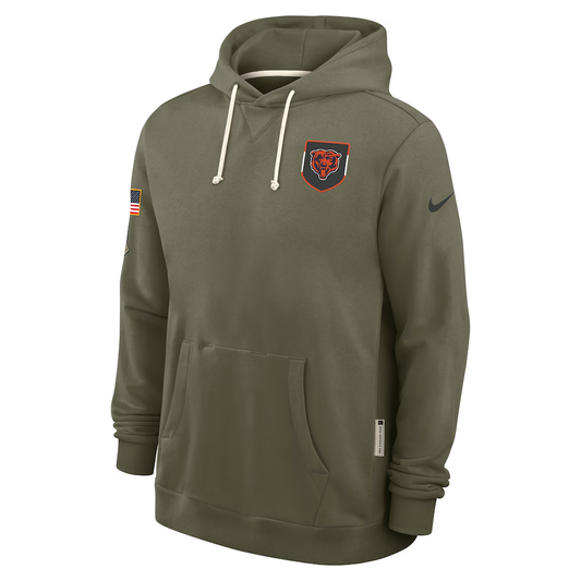 Men's Chicago Bears Nike Olive 2025 Salute to Service Sideline Standard Issue Dri-FIT Hoodie