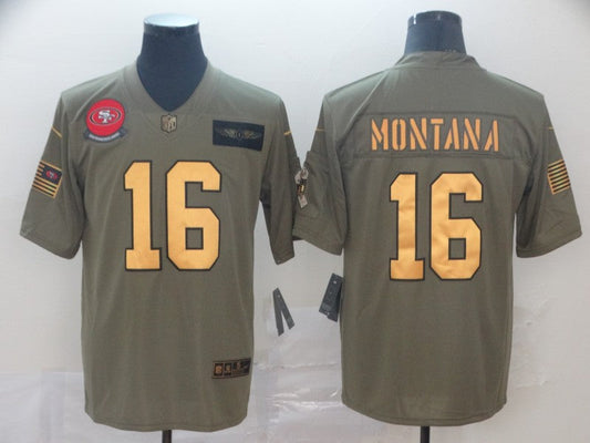 Men's San Francisco 49ers Joe Montana #16 Brown Authentic Game jersey