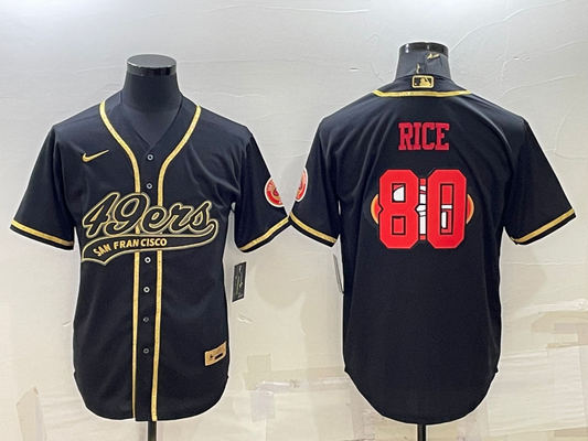 Men's San Francisco 49ers Jerry Rice #80 Black Game Player jersey Joint Edition