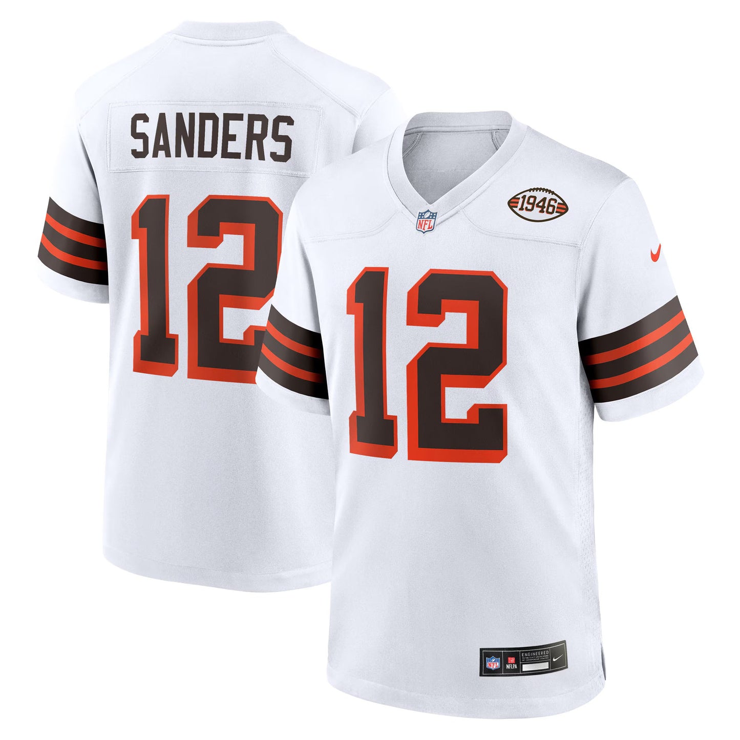 Cleveland Browns Shedeur Sanders White 2025 NFL Draft 2nd Alternate Game Jersey