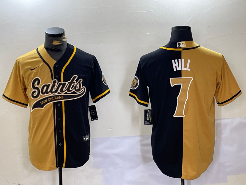 Men's New Orleans Saints Taysom Hill #7 Yllow/Black Player jersey