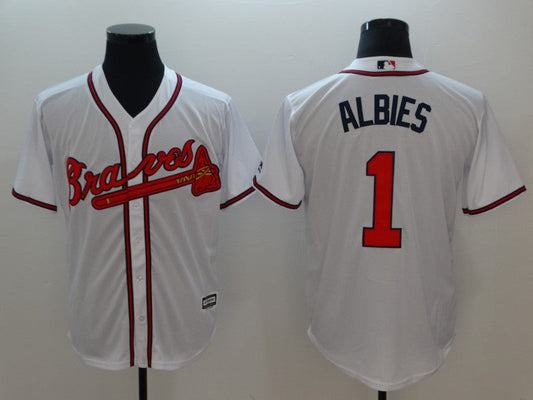 Men's Atlanta Braves Ozzie Albies #1 White Replica Player jersey