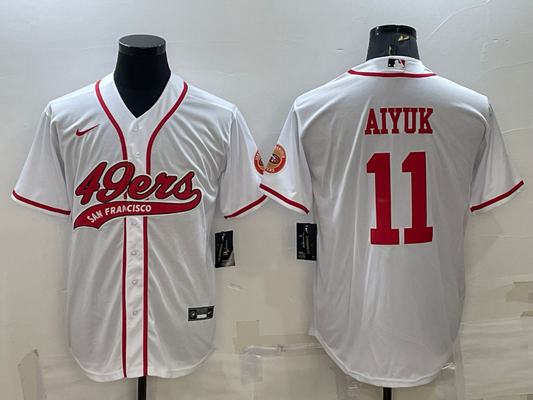 Men's San Francisco 49ers Brandon Aiyuk #11 White Game jersey Joint Edition