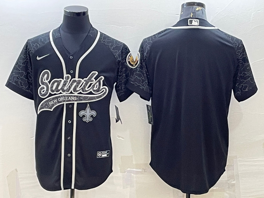 Men's New Orleans Saints Black RFLCTV Limited Blank jersey