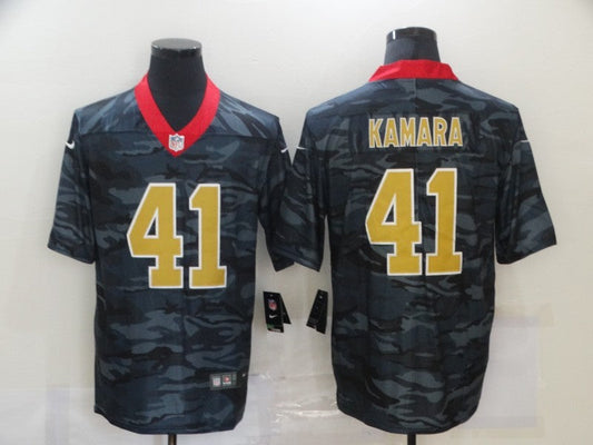 Men's New Orleans Saints Alvin Kamara #41 Gray Camouflage Game Jersey2