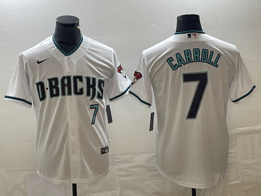 Men's Arizona Diamondbacks Corbin Carroll #7 White 2023 World Series Replica Player jersey