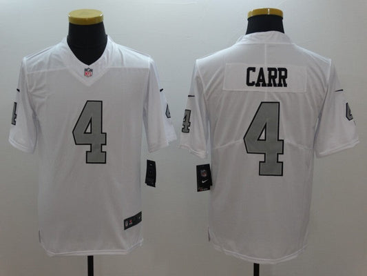 Men's Oakland Raiders  Derek Carr Jersey-  White-Silver Numbers