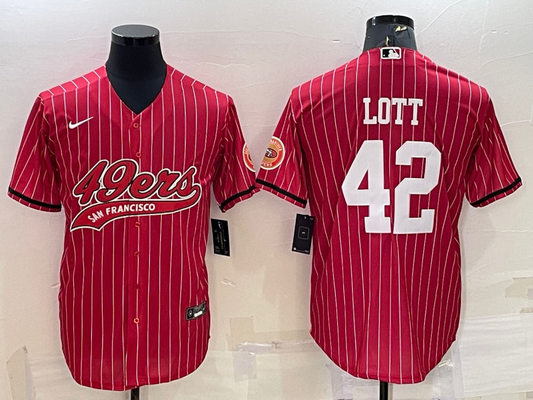 Men's San Francisco 49ers Ronnie Lott #42 Red Player jersey Joint Edition